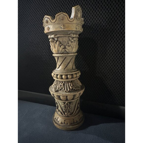 Vintage Crown Chess Piece-Inspired Decorative Figurine Tall Rustic Aged Look - Picture 3 of 8